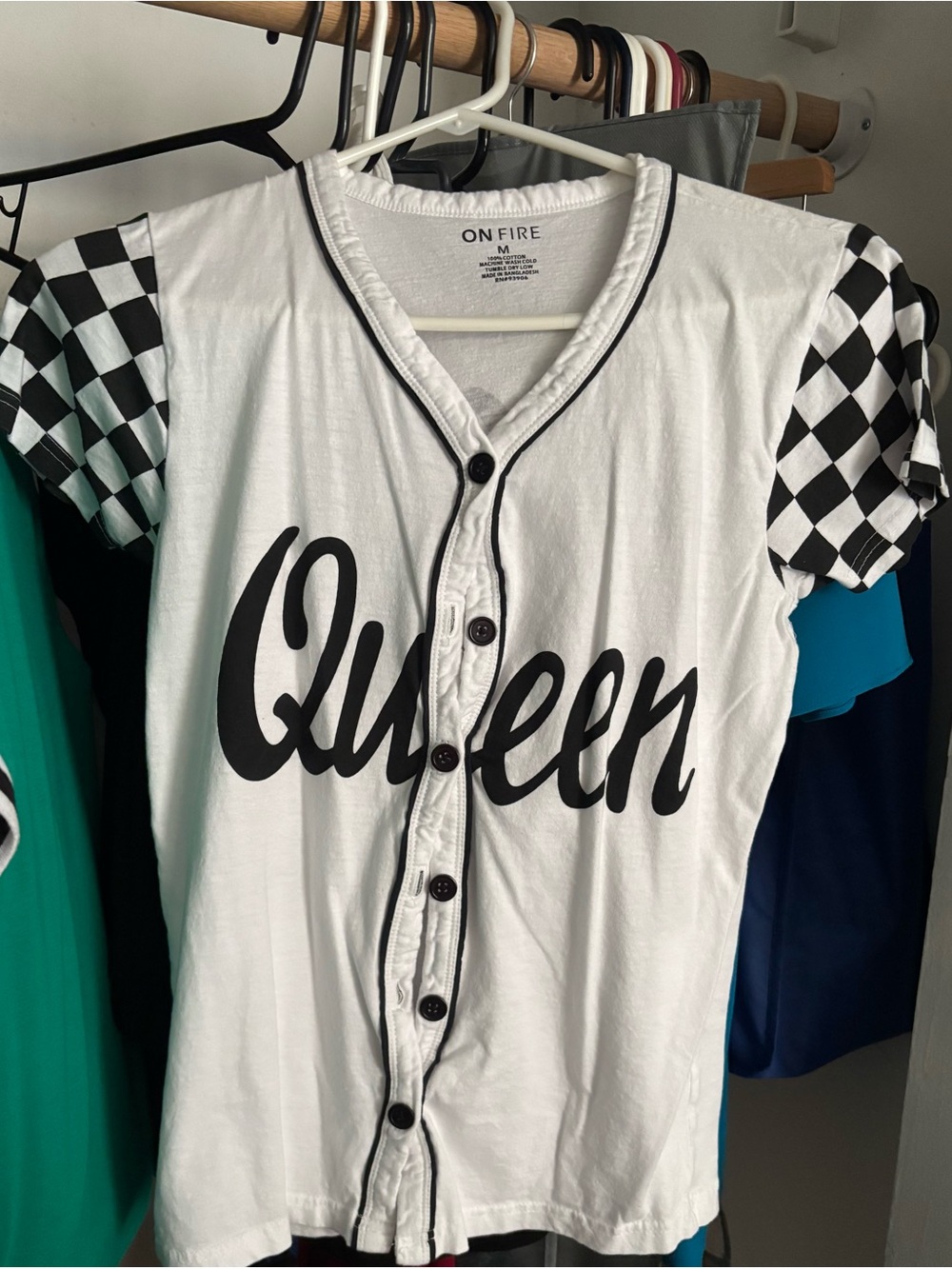 On Fire White Button-up Jersey/Tee Women’s Size M
